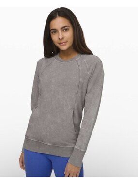 Lululemon Sweatshirt Women 4 Scuba Crew Neck Wash Grey Acid Stonewash Pullover